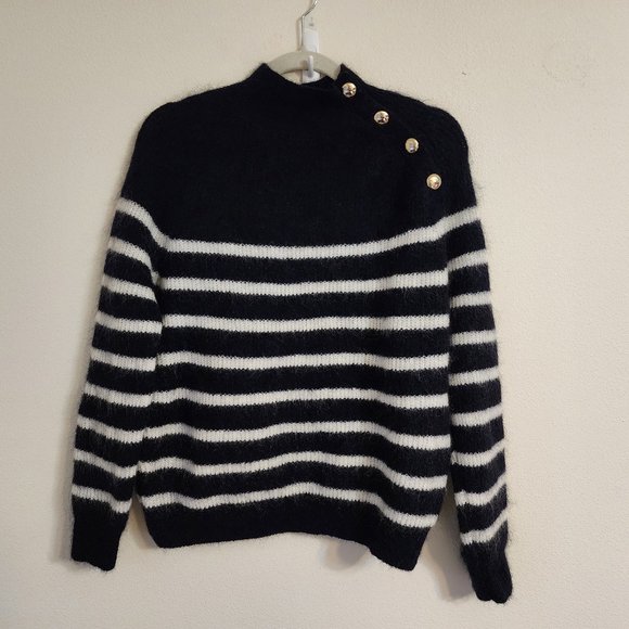 Sezane Women TRUDY JUMPER Navy / Ecru, S, Mohair Merinowoll Blend, Classic - Picture 2 of 15